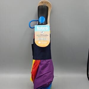 Totes Auto Open Umbrella with 42" Coverage 1 Person New Rainbow Color
